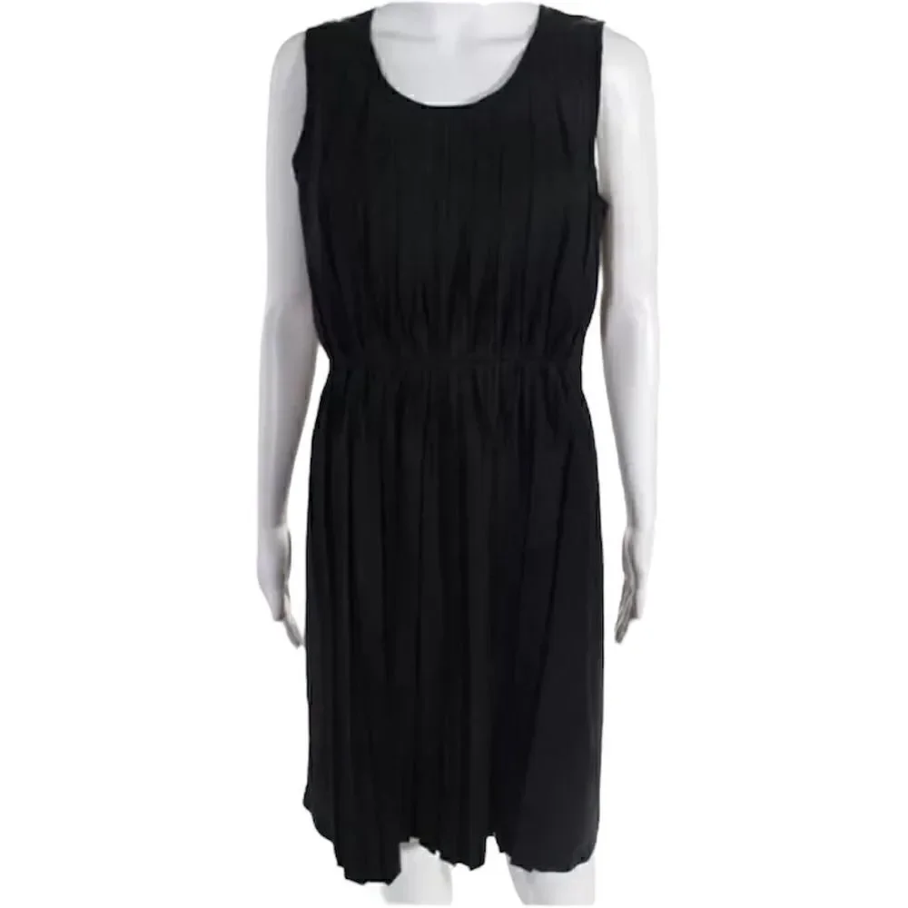 J. Crew Super 120’s NWOT Wool Pleated Sleeveless A-Line Dress in Black size 6